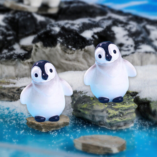 Arktis-Tierfiguren aus Kunstharz, Pinguin, Eisbär, 2er-Set