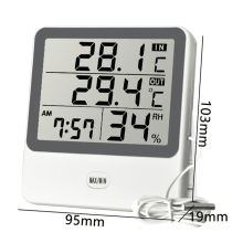 Termometro e igrometro a grande schermo con doppia temperatura, colore bianco, 1 set.