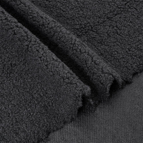 Μαύρο βελούδινο ύφασμα Sherpa Fleece 1,8x1 γιάρδα
