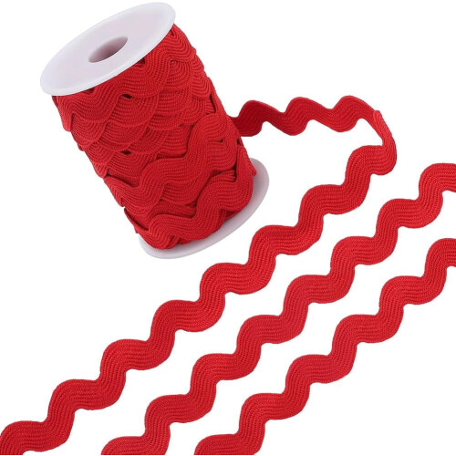 Rode zigzagband van polyester met zigzagpatroon, 12,5 meter