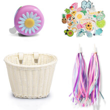 Panier de vélo pour enfants avec décoration à pompons sur le devant
