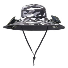 Sombrero con ventilador solar de ala ancha con alimentación USB y solar.