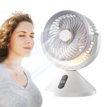 Ventilador de mesa recarregável com luz noturna LED e 100 velocidades.