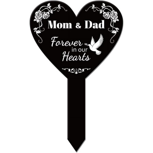 Hjerteformet minnehagepike for mamma og pappa