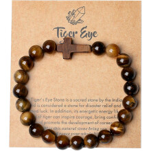 Pulsera ajustable con cruz cristiana y cuentas para hombres y mujeres.