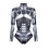 Women's Long Sleeve Printed Zip-Up Skin-Tight Romper 1