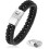Men's Beaded Leather Initial Bracelet with Matte Agate 1