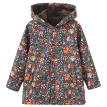 Chaqueta de invierno con capucha para niños pequeños con estampado de dibujos animados, cálida y a prueba de viento.