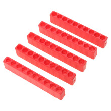Organizador de bits hexagonais vermelho com 10, 11, 12 e 15 furos.