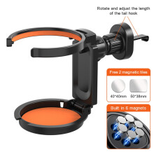 Portabicchieri per auto con supporto per telefono integrato nella bocchetta di ventilazione, in ABS color zafferano.