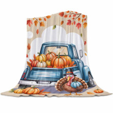 Couverture en flanelle à motif camion citrouille 32 po x 48 po