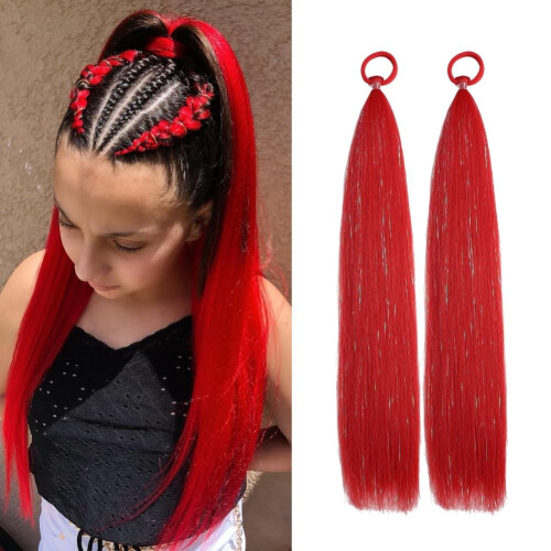 Extension de cheveux en guirlande avec élastique, queue de cheval, 70 cm (27,5 pouces).