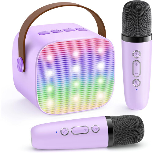 Mini Karaoke Machine Portable Bluetooth Speaker with 2