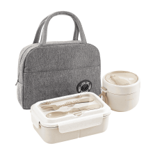 Ensemble boîte à lunch Bento avec tasse, couverts et sac de transport,