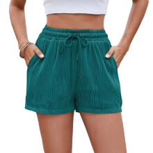 Women's Solid Drawstring Shorts Elastic Waist with Pockets