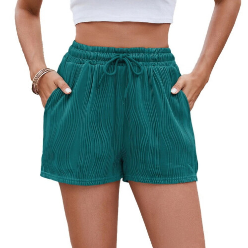 Women's Solid Drawstring Shorts Elastic Waist with Pockets