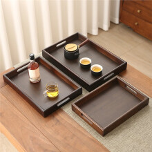Handmade Bamboo Tea Tray Japanese Style Serving Platter for Coffee Kitchen Table Living Room Wood Color Large