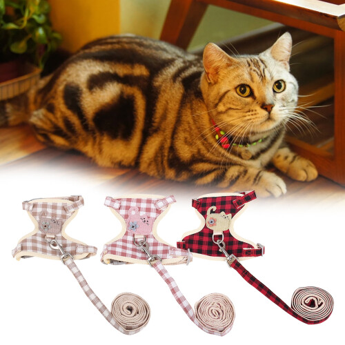Cat Harness and Leash Set Adjustable Soft Escape-Proof Vest 2
