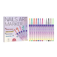 12-Color Nail Art Pens Set for Gel Nails – Dotting, Drawing & Liner Brush – DIY Nail Point Graffiti Markers (1 Pack)