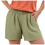 Shorts femininos de cintura alta com cordão ajustável em mistura de linho, 10 cm (4 polegadas) 1
