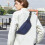 Bolsa transversal em nylon e elastano, 33 x 15 cm, azul. 4