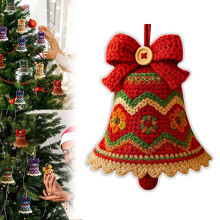 Kit de crochê para enfeites de sino de Natal (nível iniciante) - 1 conjunto
