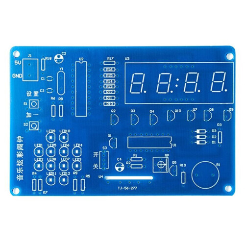 Colorful LED Musical Alarm Clock DIY Soldering Kit - Microcontroller-Based 4 Digital Clock  Training TJ-56-277 1