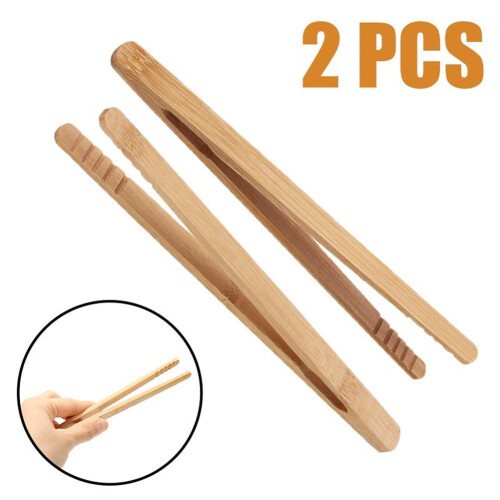 Pinzas de bambú para alimentos, 18 cm, 2 piezas 1
