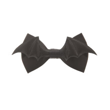 Papillon unisex in similpelle per uomo e donna, nero, con fiocco pre-annodato a forma di ala di pipistrello e cinturino regolabile, ideale per feste