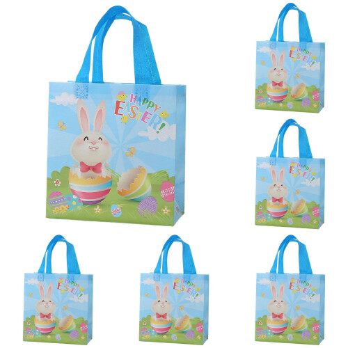 Sacolas de presente com coelhinho da Páscoa, com alças, reutilizáveis em tecido não tecido. 1