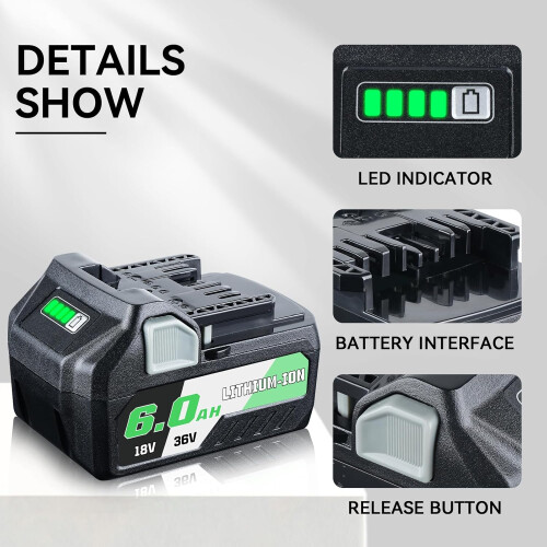 LUMSING 18V/36V Li-ion Replacement Battery 6.0Ah 2
