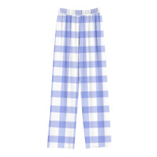 Children's Plaid Elastic Waist Straight Pants Blue