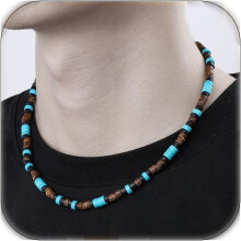 Herrenkette, Perlenkette für Herren, farbenfrohe Perlenchoker-Halskette, trendige Herrenkette aus weichem Polymer Clay,
