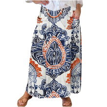 Women's Bohemian Floral Maxi Skirt Elastic Waist A-Line