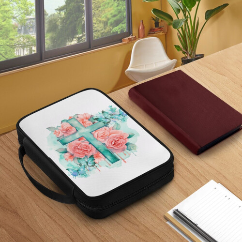 Capa para Bíblia com Estampa de Borboletas e Rosas, Alça com Zíper e Efeito Tie-Dye. 2