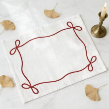 Linen placemats cotton-linen 50x30cm red bow embroidery