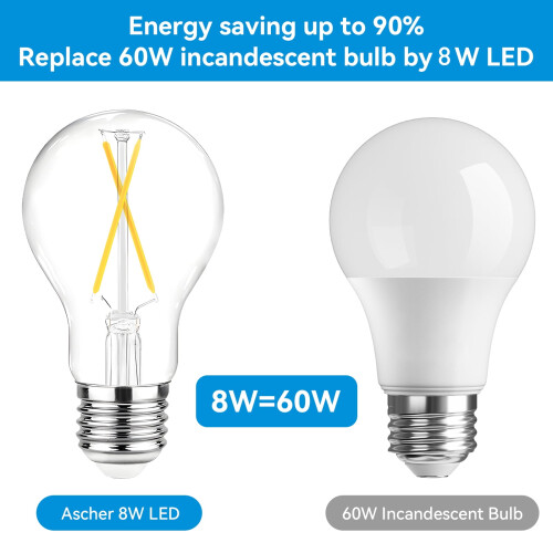 A19Vintage LED Edison Bulb8W5000K E26 12Pack 2