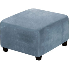 Funda de terciopelo Bizhua para taburete (69-81 cm), funda elástica gris-azul con parte inferior elástica, compatible con otomanas cuadradas.