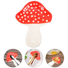 Repose-cuillère champignon en céramique FRCOLOR pour plan de travail, porte-ustensiles pratique, couleurs assorties.