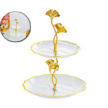 2 Tier Serving Tray, 2 Tier Cupcake Serving Stand for Tea Party, Multi Layer Candy Plates for Fruit Desserts, 11.42x8.07 Inch