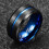 Schwarzer Wolframcarbidring mit blauer Rille, Größen 7-17 4