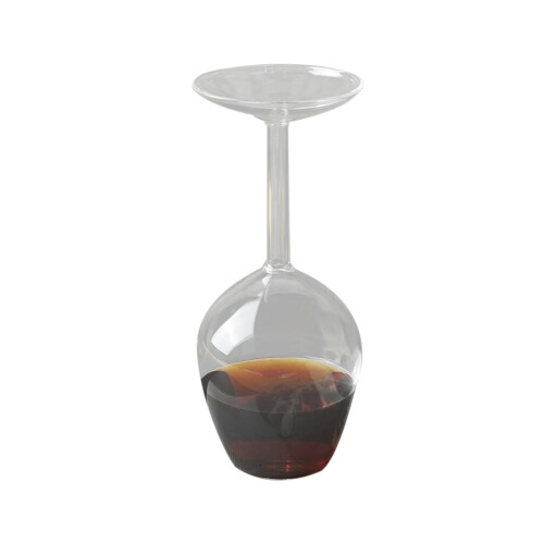 Wine Glass Upside Down Red White Long Stem 2 pcs