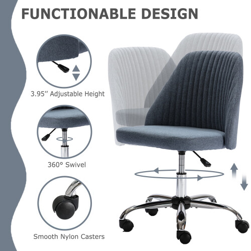 Makeup Chair without Arms Blue Upholstered Adjustable 1