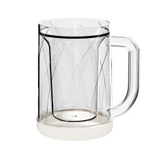 Chopes à bière glacées double couche en plastique transparent de 473 ml (16 oz).