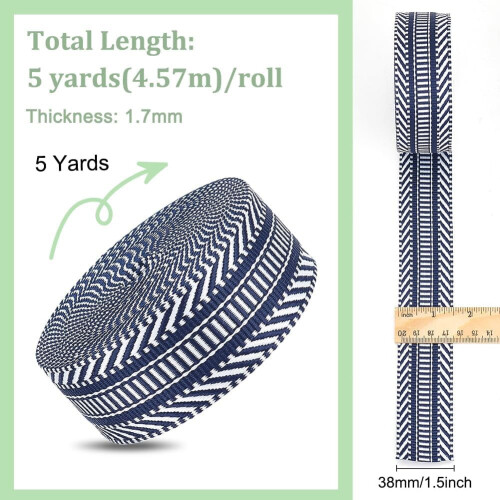 Polyester Jacquard Webbing 1,5 tommer 5 meter Midnatsblå 1
