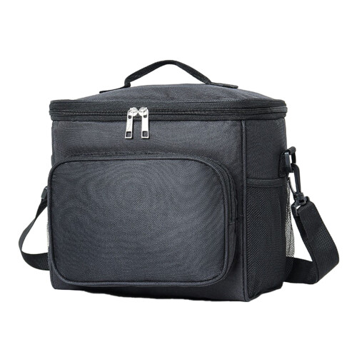 Isolierte Picknicktasche, schwarz, 10 l, wiederverwendbar, mit Tragegurt