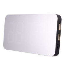 LED Mirror Clock Grey Desktop Set with Stable Base