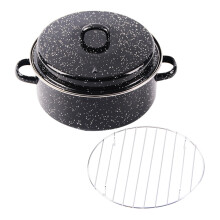 Black enamel roasting pan with lid 12-inch