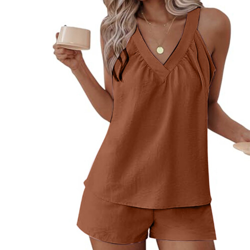 Damen-Loungewear-Set, weich, einfarbig, 2-teilig 2
