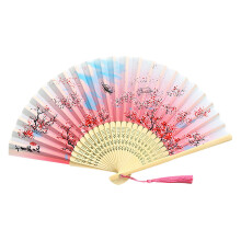 Sunxin silk bamboo folding fan for women with hollowed